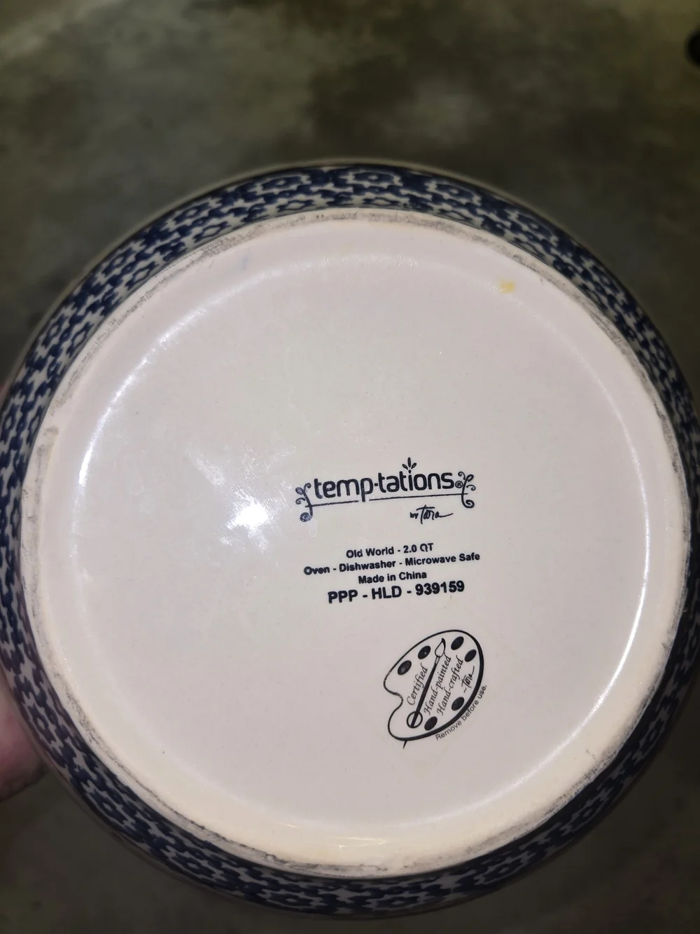 Temptations Blue and Cream Decorative Ceramic Bowl
